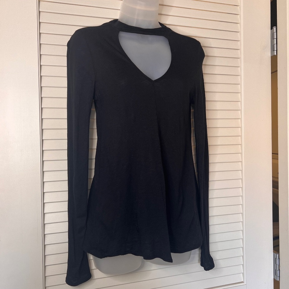 Express Black Choker Long Sleeve Shirt | Size: XS